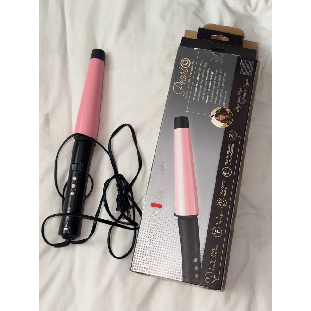 Remington Pearl Pro Ceramic Curling Wand 1-1.5 Inch Tapered Barrel Pink